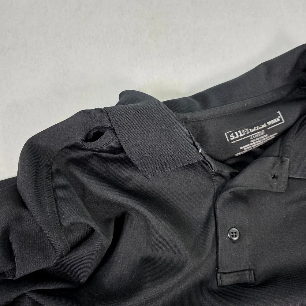 5.11 Tactical Series Mens XL Long‎ Sleeve Polo Shirt Black Performance 100% Poly